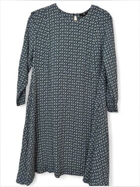 NWOT H&M Blue Patterned Long Sleeve A-Line Dress